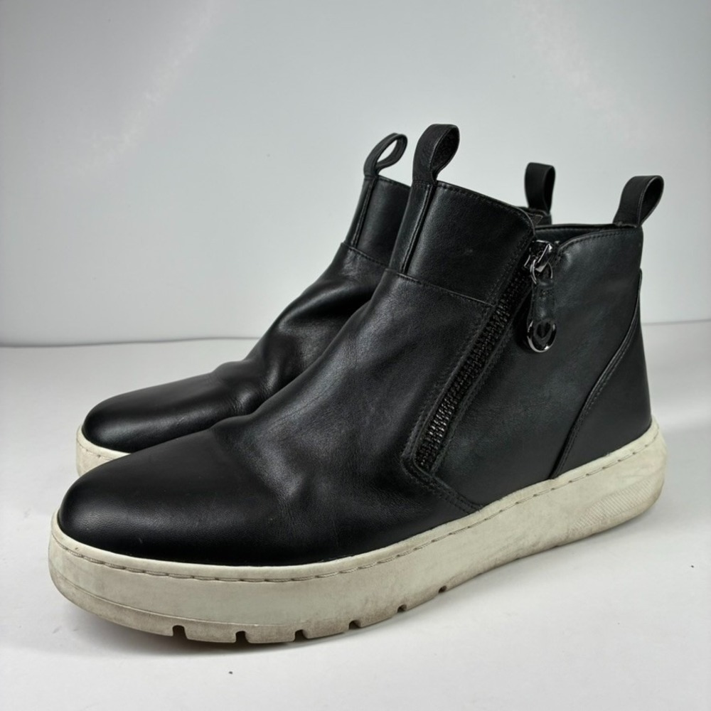 Vionic Brinkley Women's US 8 Black Leather Zip-Up Platform Ankle Bootie Sneakers